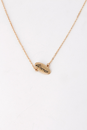Love Cursive Writing Oval Pendant Necklace 5DBH5